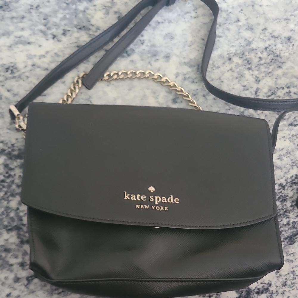 Kate Spade Black Crossbody Bag with Gold Chain